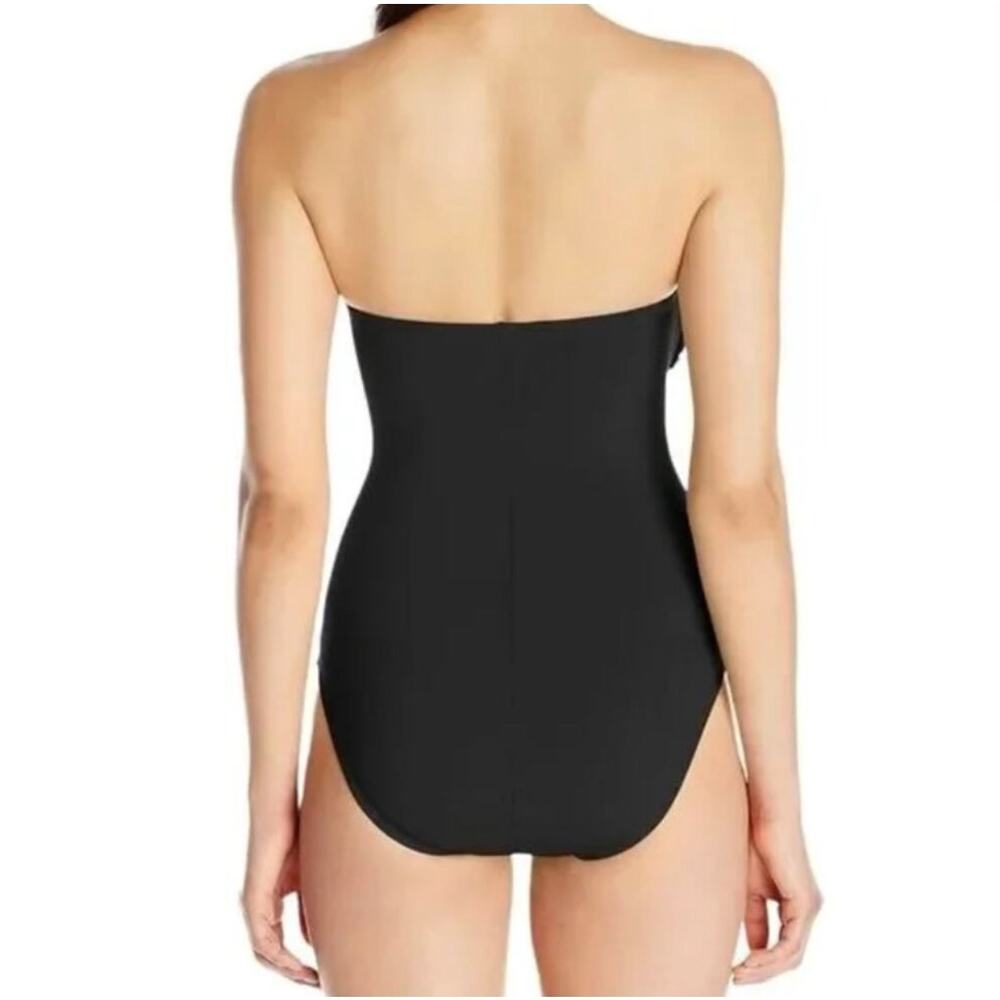 LA BLANCA Swimsuit SZ 14 One Piece Black NEW Twist Bandeau Halter/Strapless - Picture 4 of 16